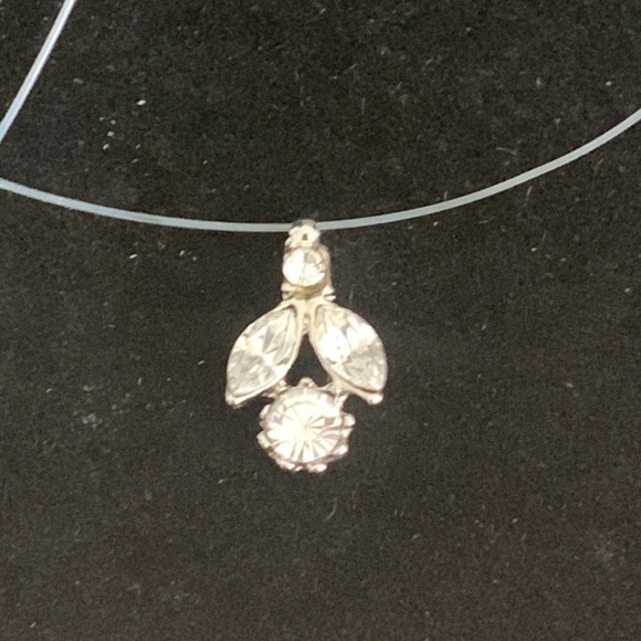 ♥️ Sale 3for$15! Silver Tone Rhinestone Charm / Pendant on a wire necklace 18” - Picture 2 of 3